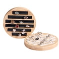 thumbnail image 3 of Qarigey Bandeja para anillos, organizador de almacenamiento de joyas, caja de soporte redonda, pendiente de madera, regalo, de boda, tienda plana Ropa, zapatos y accesorios Miscelánea Piel blanca Qarigey AP015709-02, 3 of 6