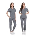 thumbnail image 2 of Scrub for Women Scrubs Top with Classic V-Neck Jogger Pants Medical Nursing Uniform Scrub Set Olive Green XS, 2 of 3