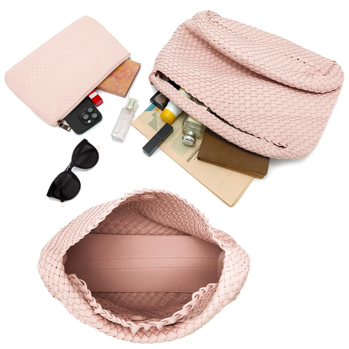 Woven Tote Bag for Women Large Woven Purse Woven Leather Handbags Braided Purse Weave Purse with Top Handle Hazel