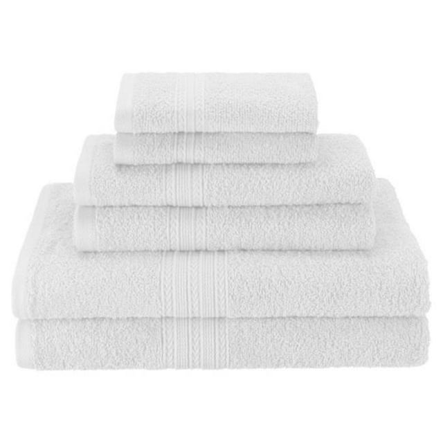 Superior EF-HAND WH Eco-Friendly 100 Percent Ringspun Cotton Hand Towel Set - White, 6 Pieces