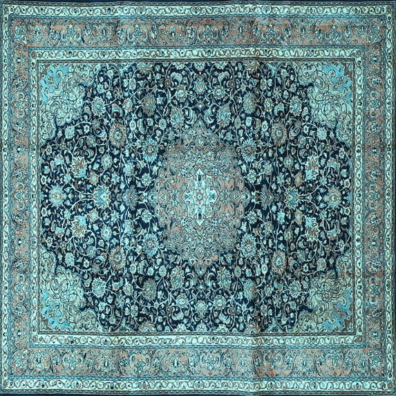 Ahgly Company Indoor Square Persian Light Blue Traditional Area Rugs, 4' Square