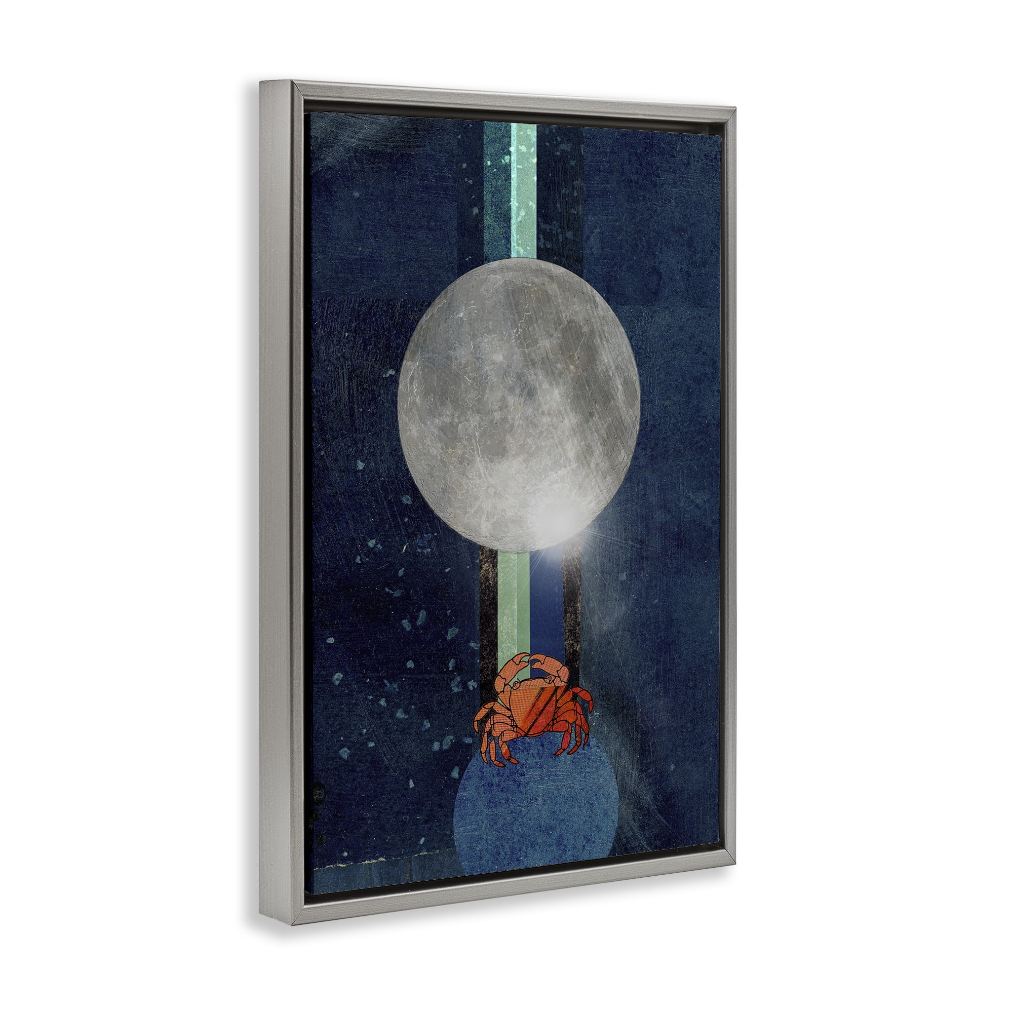 Stupell Industries Surreal Crab Outer Space Animals & Insects Painting Gray Floater Framed Canvas Art Print Wall Art, 21 x 31