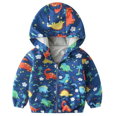 

Baby Winter Coat Cartoon Dinosaur Zipper Hooded Windproof Windbreaker Baby Girl Sweatshirt