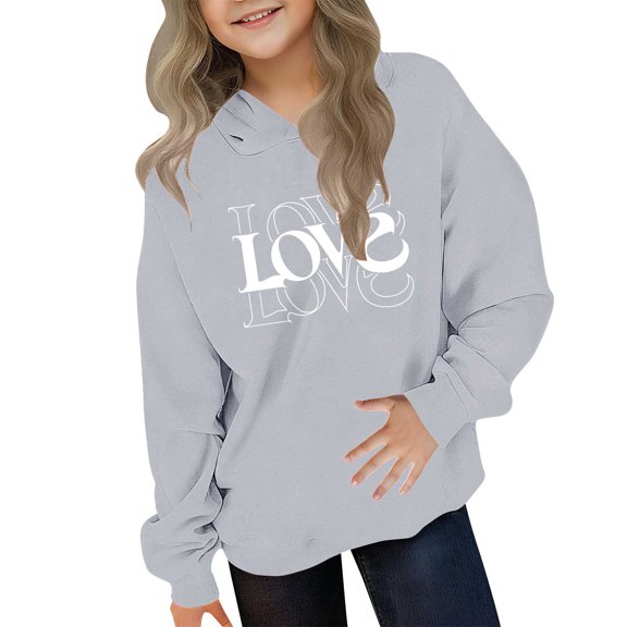 BaoFuBaoMei Lightweight Hoodies for Boys Girls Valentines Graphic Long Cuffed Sleeve Sweatshirt Tops Fleece Lined Loose Hooded Fall Outfits for School Party Classroom Celebration