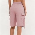 thumbnail image 4 of Dweltoz Cargo Shorts for Women Elastic Waist Casual Wide Leg Shorts with Pockets Summer Lightweight Knee Length Outdoor Long Jorts,Pink L, 4 of 6