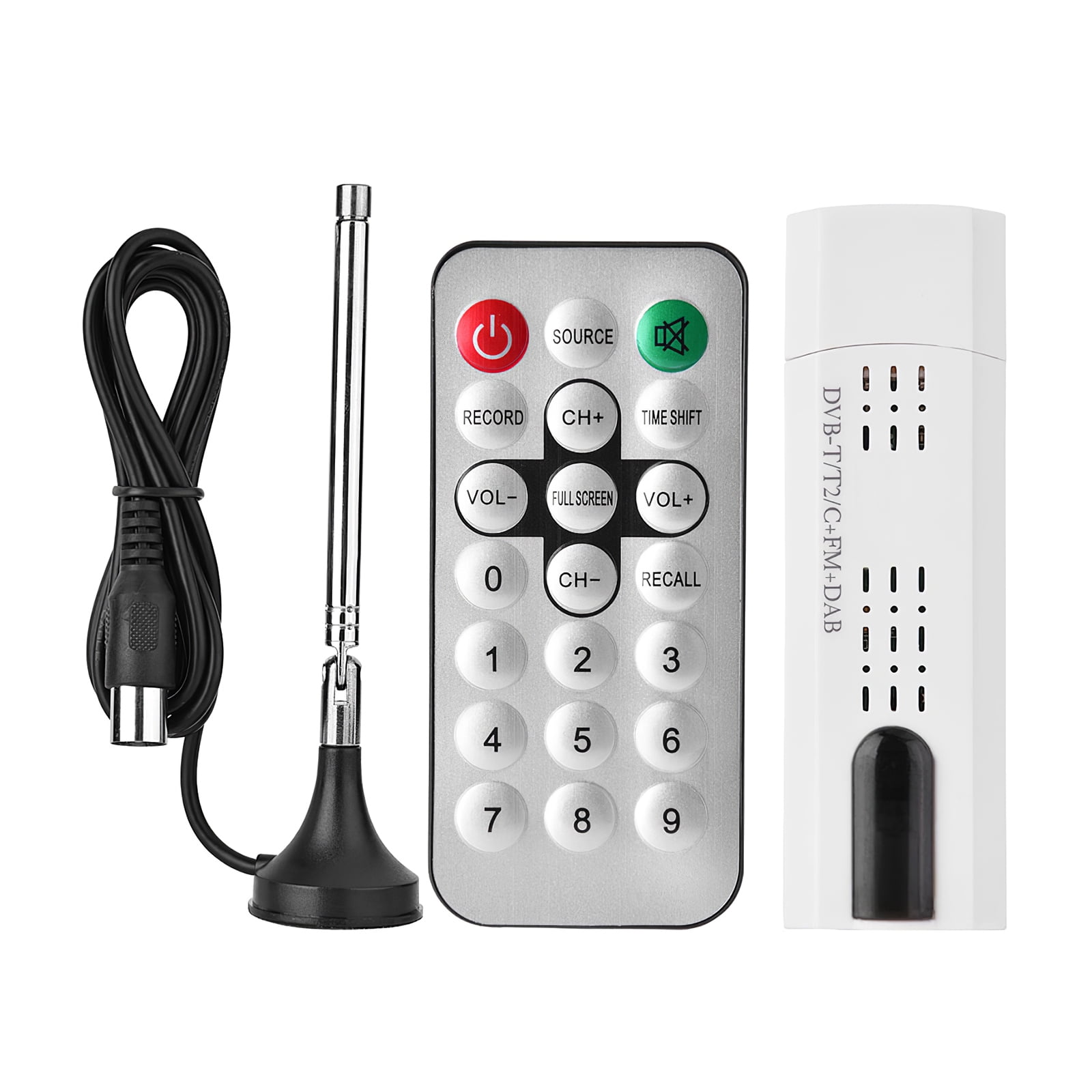Confine soup translate Digital USB 2.0 TV Stick DVB-T/T2/C+FM+DAB+SDR Mini Portable  Multifunctional Television Tuner Receiver with Remote Control for Television  Electronic Home - Walmart.com