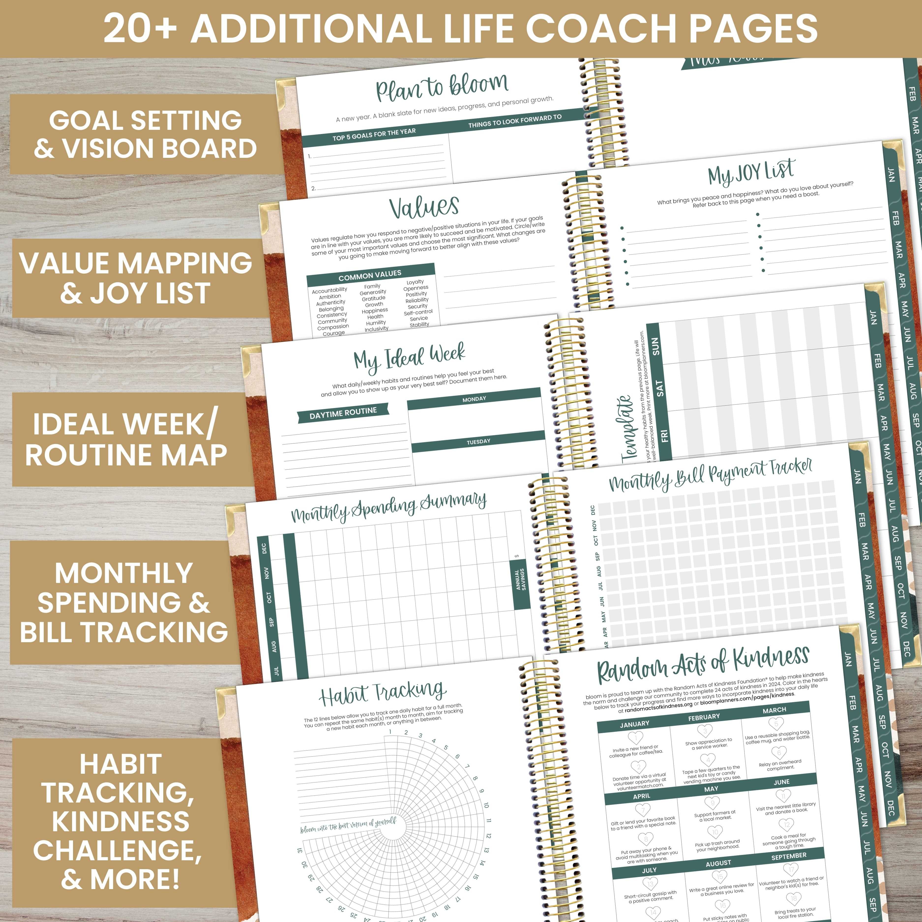 2024 Hard Cover Vision Planner®, 7.5 x 9, Tan Leopard - bloom daily  planners®