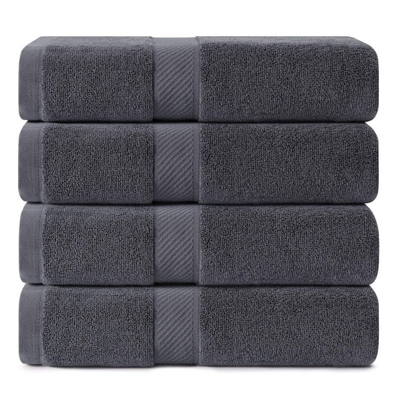 Simmore Pack of 4 Bath Towels 27 x 55 Inches, 100% Cotton, Quicker to Dry, Lightweight and Absorbent, Perfect for Bathroom, Dark Grey