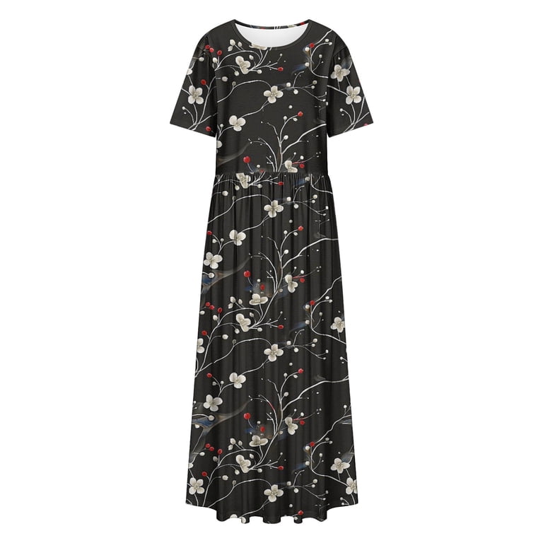 casual dress xl XFYSSS Plus Size Dresses for Women Round Neck Short Sleeve Maxi Dresses Empire Waist Long with Pockets XL-5XL Square Neckline Bridesmaid Dresses: Clothing>>Dresses & Tunics Product details Plus size Size:33 SHORT casual plus size dresses