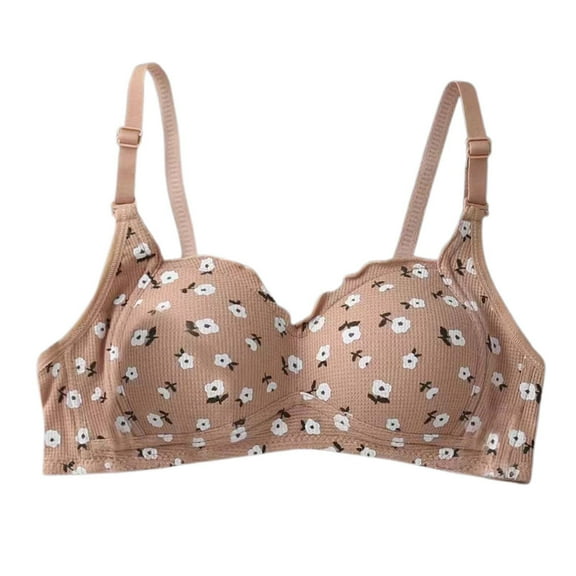 Xiaoxatg Lace Up Floral Print Bra For Women Seamless Lightweight Push Up Underwear With Cups No Underwire 3/4 Coverage For Small Bust Running Sports Bras