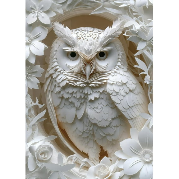 1000-Piece 3D Owl Paper Cut Art Jigsaw Puzzle for Adults - White Jungle Bird Design | Hard Challenging Family Decoration Puzzle!
