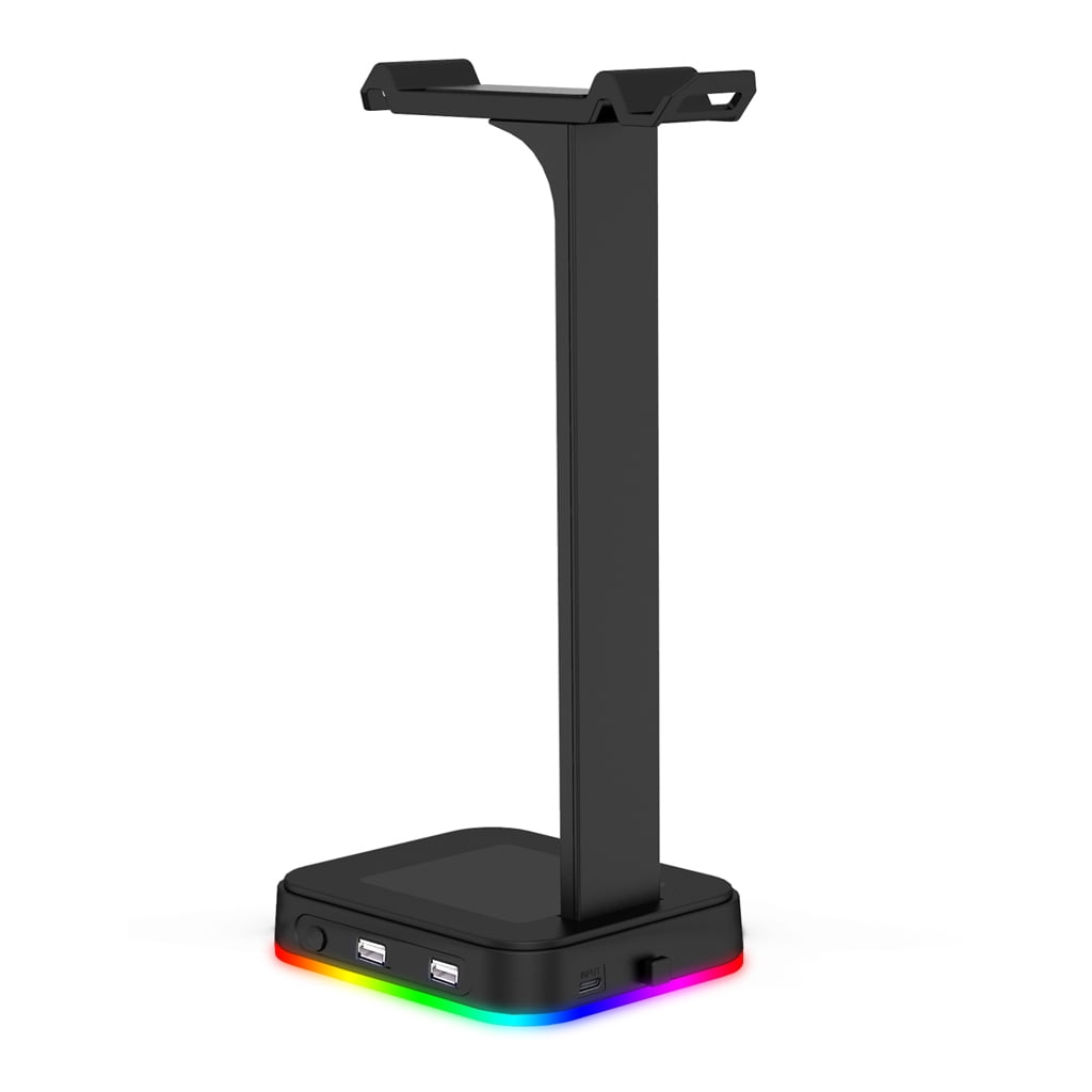 RGB Headphones Stand with 3.5mm AUX and 2 USB Ports, for Gaming PC