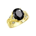 thumbnail image 6 of RYLOS Rings for Women 14K Gold Plated Silver Ring 12X10MM Gemstone &  Diamonds Great Ring for Middle or Pointer Finger October Onyx Jewelry Size 11, 6 of 7