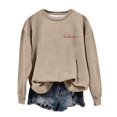 thumbnail image 5 of Women's Valentine Sweatshirts Love Heart Crewneck Valentines the Day Shirts Long Sleeve Valentine's Day Warm Graphic Sweatshirts Khaki 2XL, 5 of 7