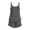thumbnail image 7 of UAMVSH Pajama Sets for Women 2 Piece Ruffle Lounge Set Soft Crewneck Sleeveless Top with Shorts Sleepwear Set Cute Outfits, 7 of 7