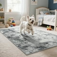 thumbnail image 3 of Cydiria Modern Abstract Fuzzy Faux Wool Area Rug,2' x 3', Gray, 3 of 9
