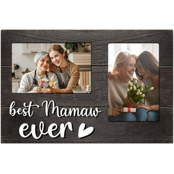 Mothers Day Mamaw Gifts, Mamaw Gift from Grandkids, Mamaw 3D Photo Frame Hold 4x6 Inches Two Photos - Great Mamaw Picture Frame Present for Grandparents Day, Birthday