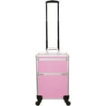 thumbnail image 5 of HIKER Makeup Rolling Case HK6501 2 in 1 Hair Stylist Organizer, 3 Slide and 1 Removable Tray, 4 Wheel Spinner, Locking with Mirror, Pink Krystal, 5 of 6