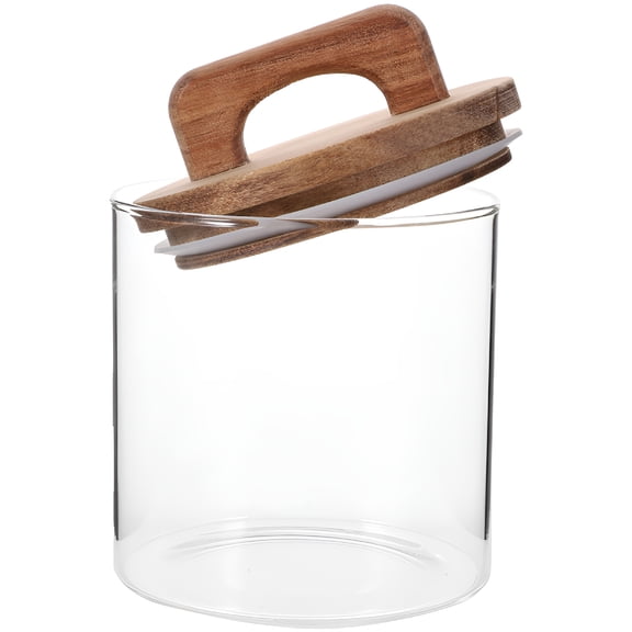 ACDANC Glass Food Storage Container with Wooden Lid Canister Kitchen Glass Canister Sugar Container