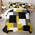 thumbnail image 2 of Castle Fairy Minimalist Overlapping Square Block Twin Quilt Set 2 Pieces,Vintage Mosaic Twin Coverlet Set,Yellow Gray Black,1 Bedspread and 1 Pillowcase, 2 of 7