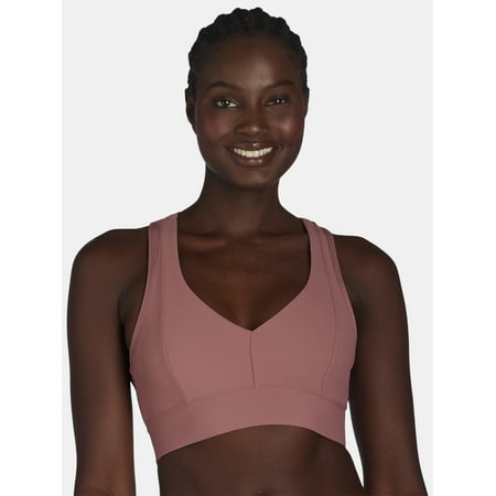 Avia Women s Medium Impact V-Neck Rib Sports Bra  Sizes S-3XL