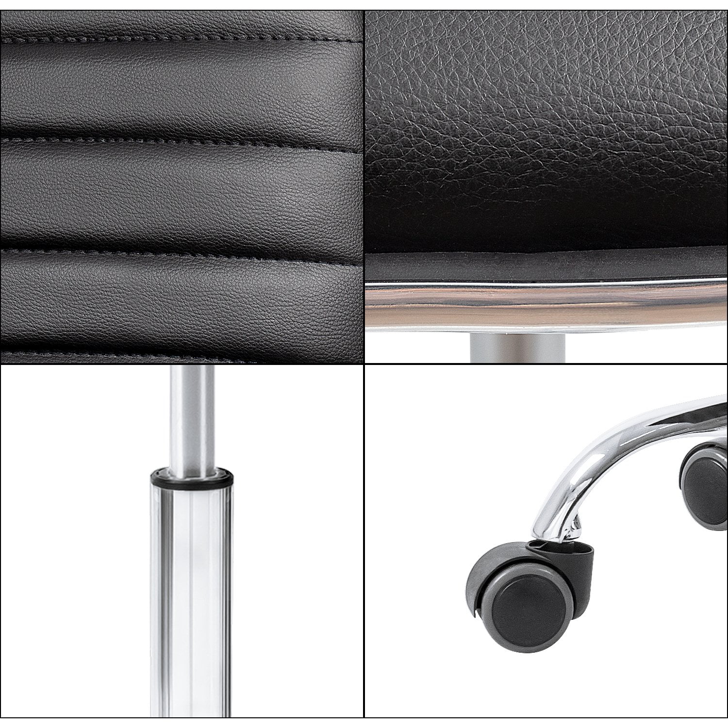 Lacoo Faux Leather Mid Back Task Chair Swivel Office Desk Chair, Black