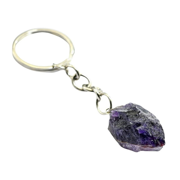 Amethyst Crystal Car Key Holder, Raw Crystal Keychain