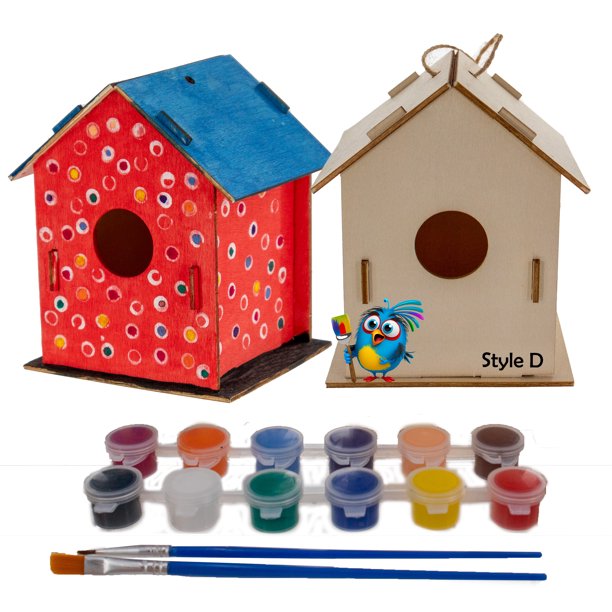DIY Wood Birdhouse Kit Easy To Paint & Build Your Own Homemade Bird