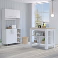 thumbnail image 2 of Newboti Furniture Ralston 7-Shelf 4-Door 2-piece Kitchen Set, Kitchen Island and Pantry Cabinet White and Light Oak 26871, 2 of 7