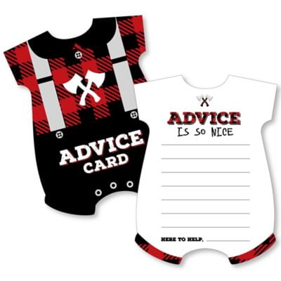 Lumberjack - Channel The Flannel - Baby Bodysuit Wish Card Buffalo Plaid Baby Shower Activities - Shaped Advice Cards Game - Set of 20