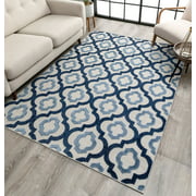 Tangier Blue Indoor/Outdoor Moroccan Trellis Area Rug High Traffic Stain Resistant Modern Traditional Carpet