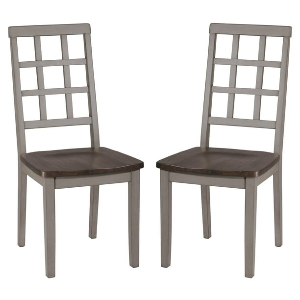 Hilale Furniture Garden Park Wood, Grey Lattice Back Dining Chairs