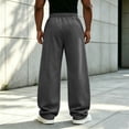 thumbnail image 7 of Wide Leg Sweatpants for Men,Drawstring Elastic Waist Loose Fit Pants with Pockets for Daily Wear, 7 of 7