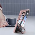 thumbnail image 4 of Designed for Samsung Galaxy S24 Ultra Kickstand Case with Camera Lens Protector Film [Rotatable Ring Holder Stand] Clear Rugged Shockproof Protective Case for Galaxy S24 Ultra Wowen Men, Pink, 4 of 10