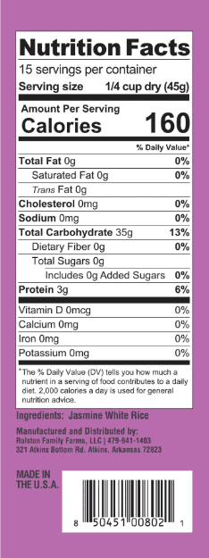 Ralston Family Farms Jasmine White Rice, 24 oz Carton: 6 Pack, American Grown, Non-GMO, Naturally Gluten Free