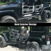 HAPSO For Jeep Wrangler JK Tube Tubular Half Doors Compatible With 2007-2018 Jeep Wrangler JK Unlimited 4-Door Sahara Rubicon Front & Rear Sport Offroad Steel Tube Doors With Side View Mirror