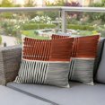 thumbnail image 3 of Pack of 2 Brown Striped Outdoor Pillow Covers Decorative, Waterproof Pillow Protector, Farmhouse Stripes Modern Abstract Art Throw Pillowcases Accent Cushion Cases for Patio Couch Sofa 20"x20", 3 of 8