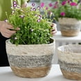 thumbnail image 3 of Straw Woven Storage Basket Plant Potted Planter Crafts Yard Laundry Baskets Wicker Rattan Plant Potted, 3 of 12