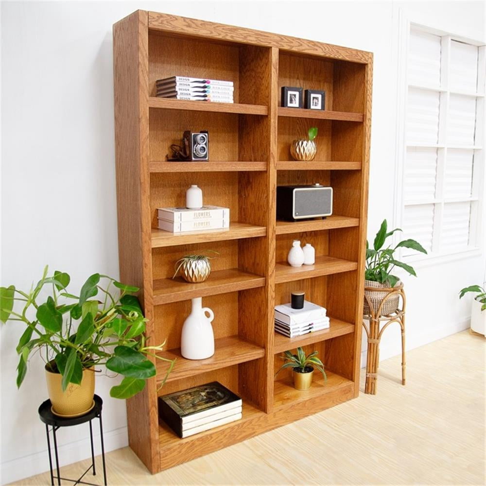 Bowery Hill Wood Dry Oak Bookcase Rectangular Adjustable Shelves 84" Unassembled
