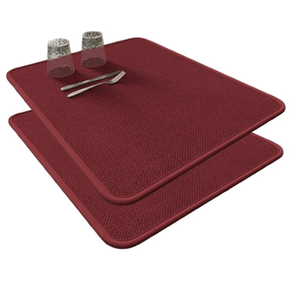 Bxaolu 2Pack Large Dish Drying Mat for Kitchen Counter, 11.8 x 15.75 Inch Microfiber Absorbent Dish Drying Pad, Dishes Drainer Mats for Countertops,Sinks,Draining Racks(Red)
