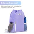 thumbnail image 5 of WANDF Drawstring Backpack with Mesh Pockets,Drawstring Bag for Women,Waterproof Sports Gym Bag ,Large Athletic Sackpack for Beach,Swimming, Cycling(Purple), 5 of 9