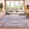 thumbnail image 5 of SAFAVIEH Tucson Jayla Oriental Machine Washable Area Rug, Gray Blue/Rust, 6' x 6' Square, 5 of 15