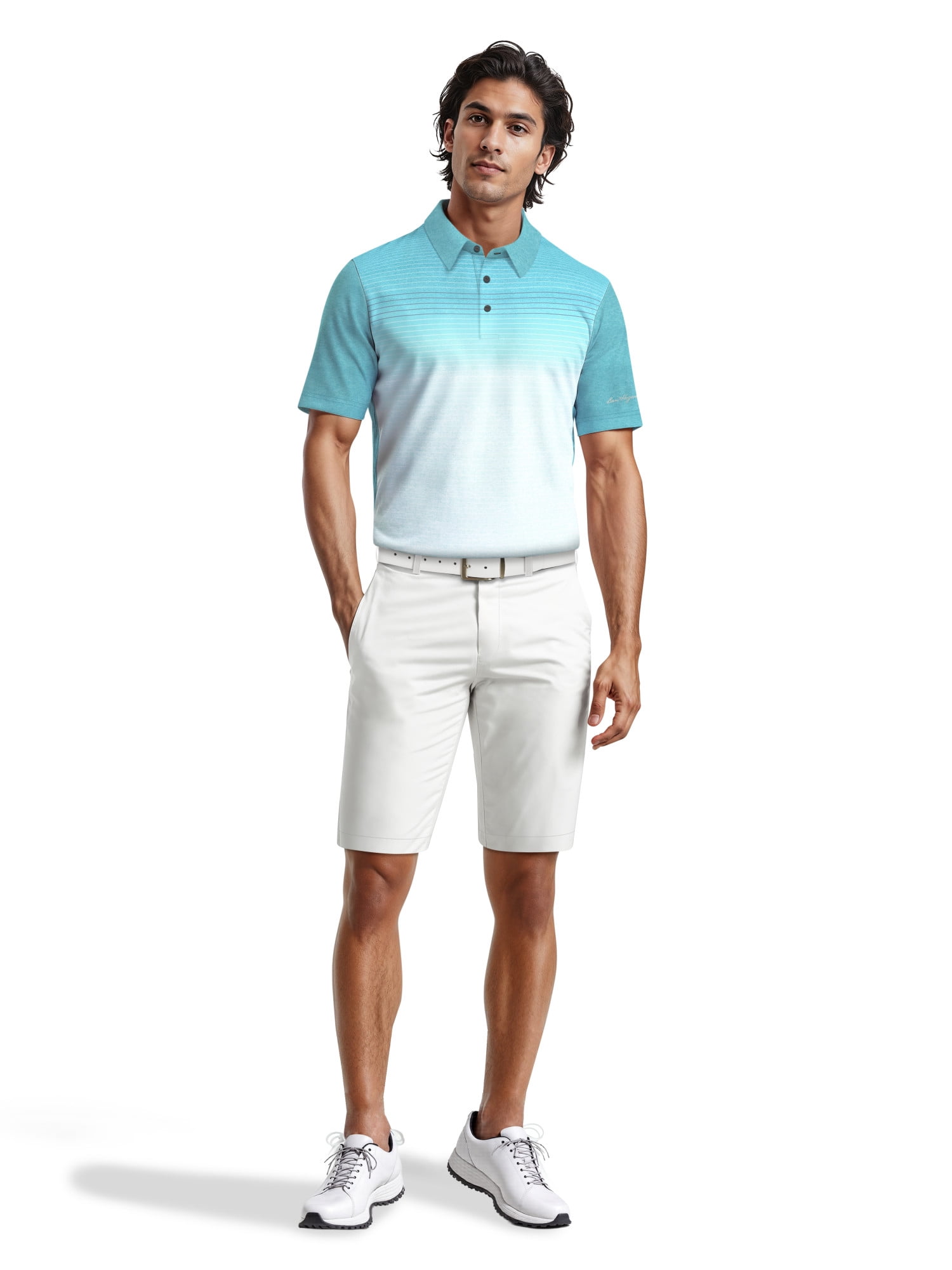 Ben Hogan Men's & Big Men's Performance Heather Assymetric Short Sleeve Golf Polo Shirt, Sizes S-3XL