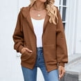 thumbnail image 2 of BDPORKAS Women's Waffle Knit Zip Up Hoodies Sweatshirts Fall Outfits Casual Drawstring Sweater Jackets with Pockets, 2 of 5