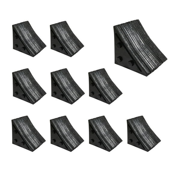10 Pack 7"x7-1/2"x7-1/2" Small Laminated Rubber Wheel Chock for Semi Trucks RVs & Trailers - Black Heavy Duty Wheel Chocks with Built-in Handle, Steel Plate, Semi Rigid Finish