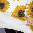 thumbnail image 3 of Oversized Wearable Blanket Hoodie,White Yellow Sunflower Pattern Sherpa Blanket Hoodie with Super Pockets,Super Warm Fuzzy Pullover for Women & Men, 3 of 6