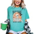 thumbnail image 3 of Nightmare Before Coffee Halloween T-Shirt for Women and Teens Funny Retro Skeleton and Bats Tee Seafoam Shirt Adult Large, 3 of 4
