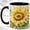 Black, variant on Watercolor Sunflower Coffee Mug, Floral Garden Mug, Ceramic 11 oz