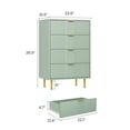 thumbnail image 3 of Commode Cannelée à 4 Tiroirs, Grand Commode Moderne en Bois avec Poignée en Métal, Commode pour Chambre, Salon, Couloir, Vert, 3 of 8