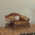 thumbnail image 2 of Leather Upholstered Love Seat with 2 Pillow, Cherry Brown, 2 of 4